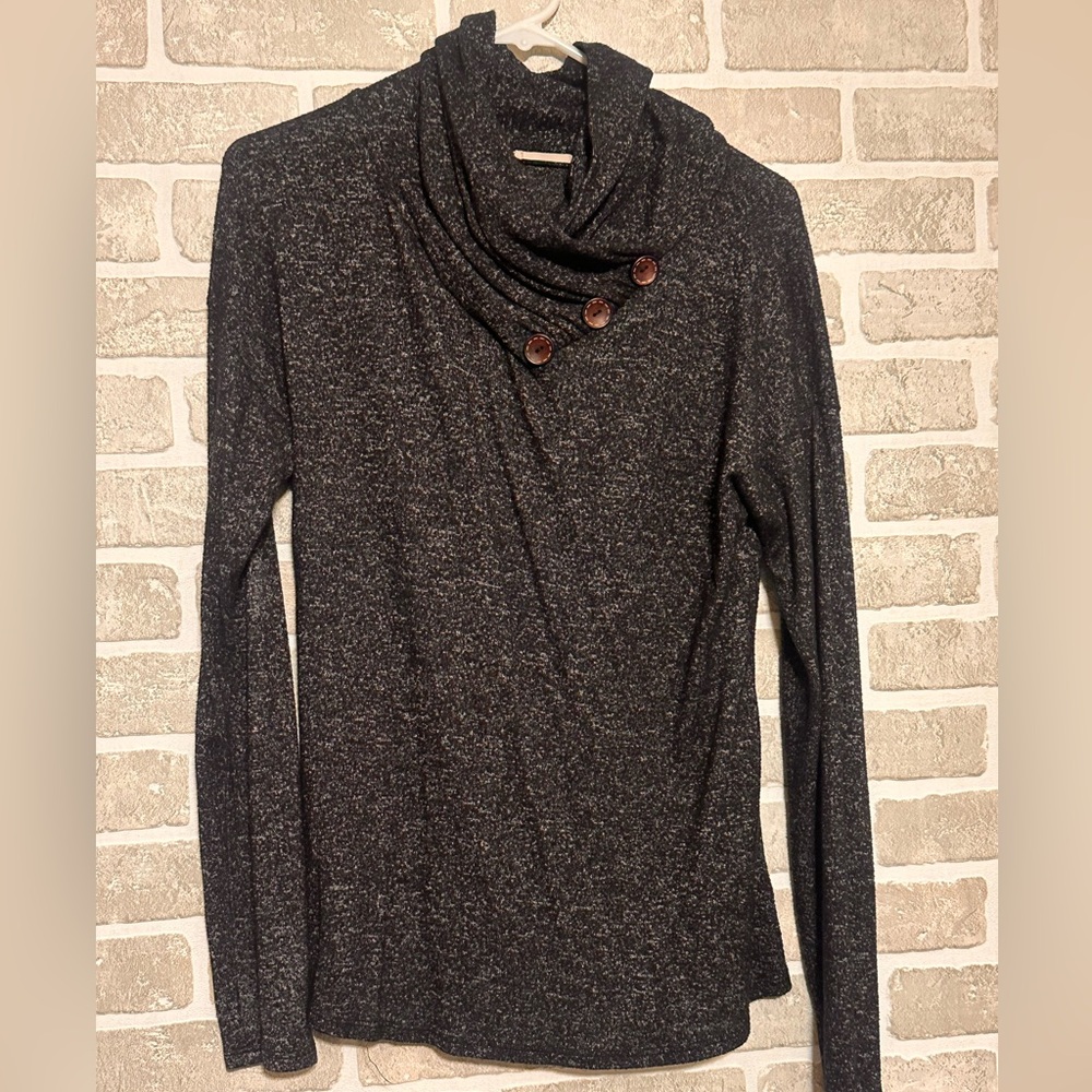 Axis Gray Cowl Neck Sweater Medium Button Detail